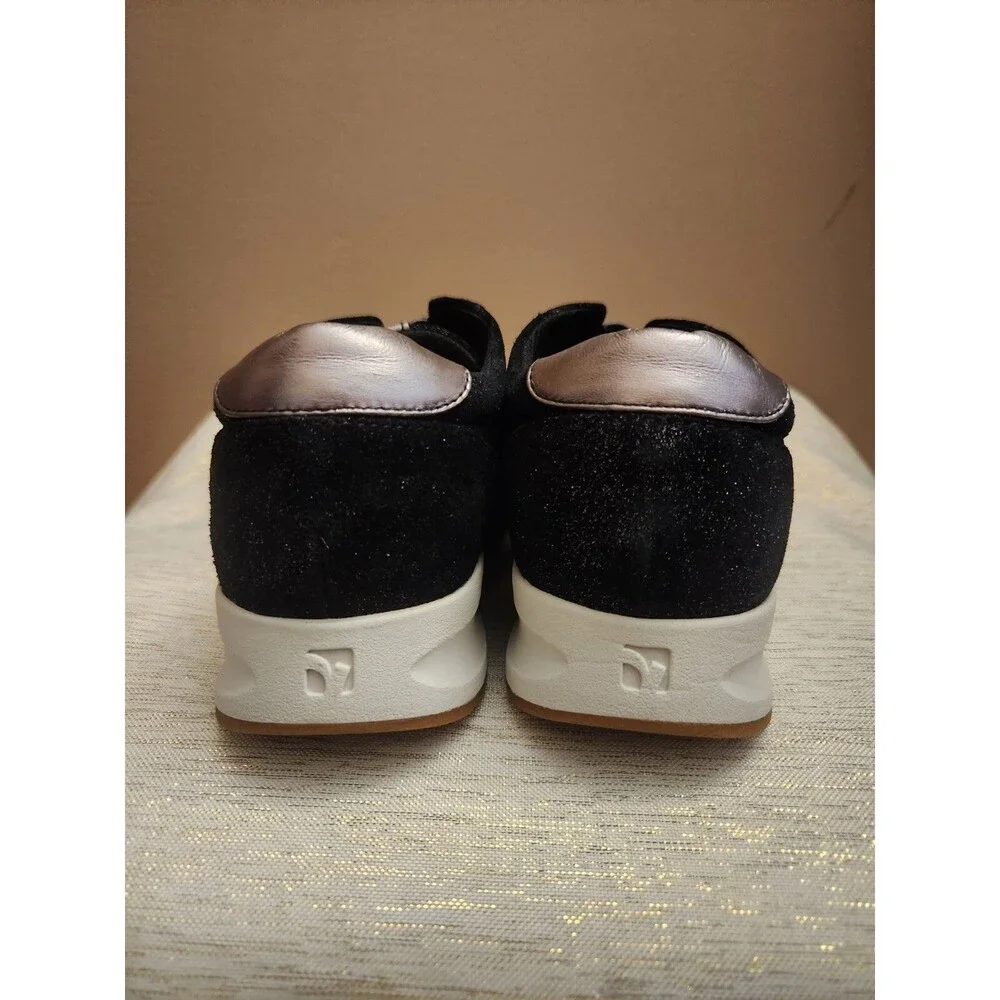 Revere Bruges Sneakers Midnight Slip On Size 12 Black Shimmer Suede Leather